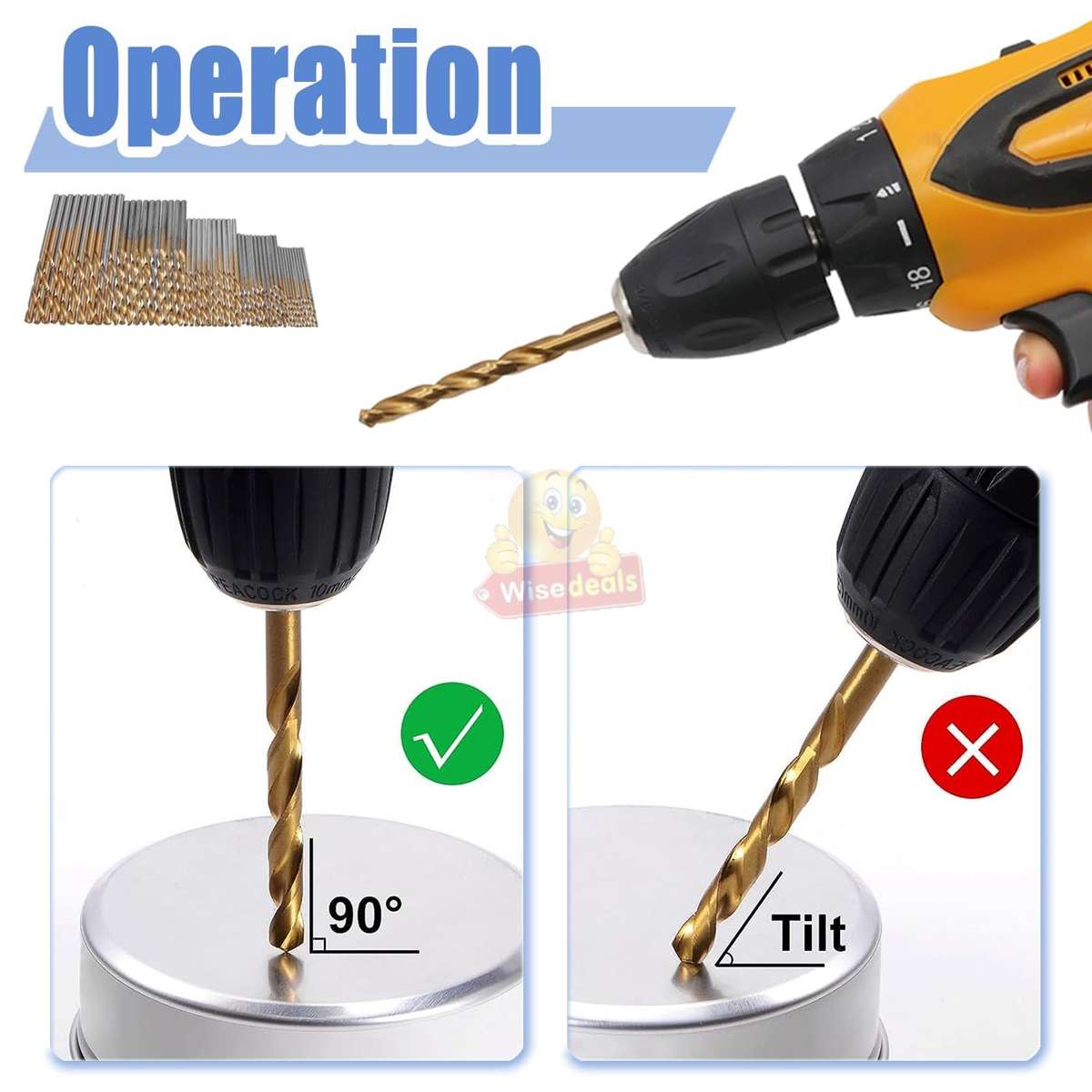 50 Piece Titanium Coated HSS Drill Bit Set