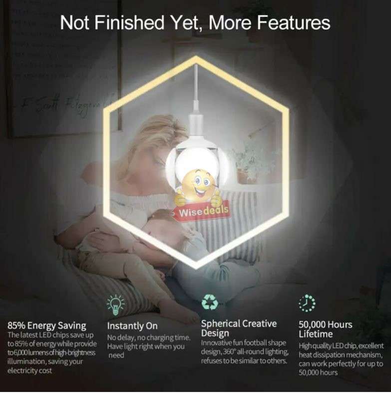 40W E27 Deformable LED Folding Football UFO Light