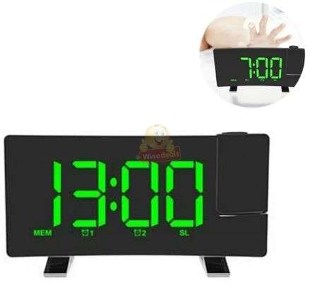 Time Projection Double Alarm FM LED Clock