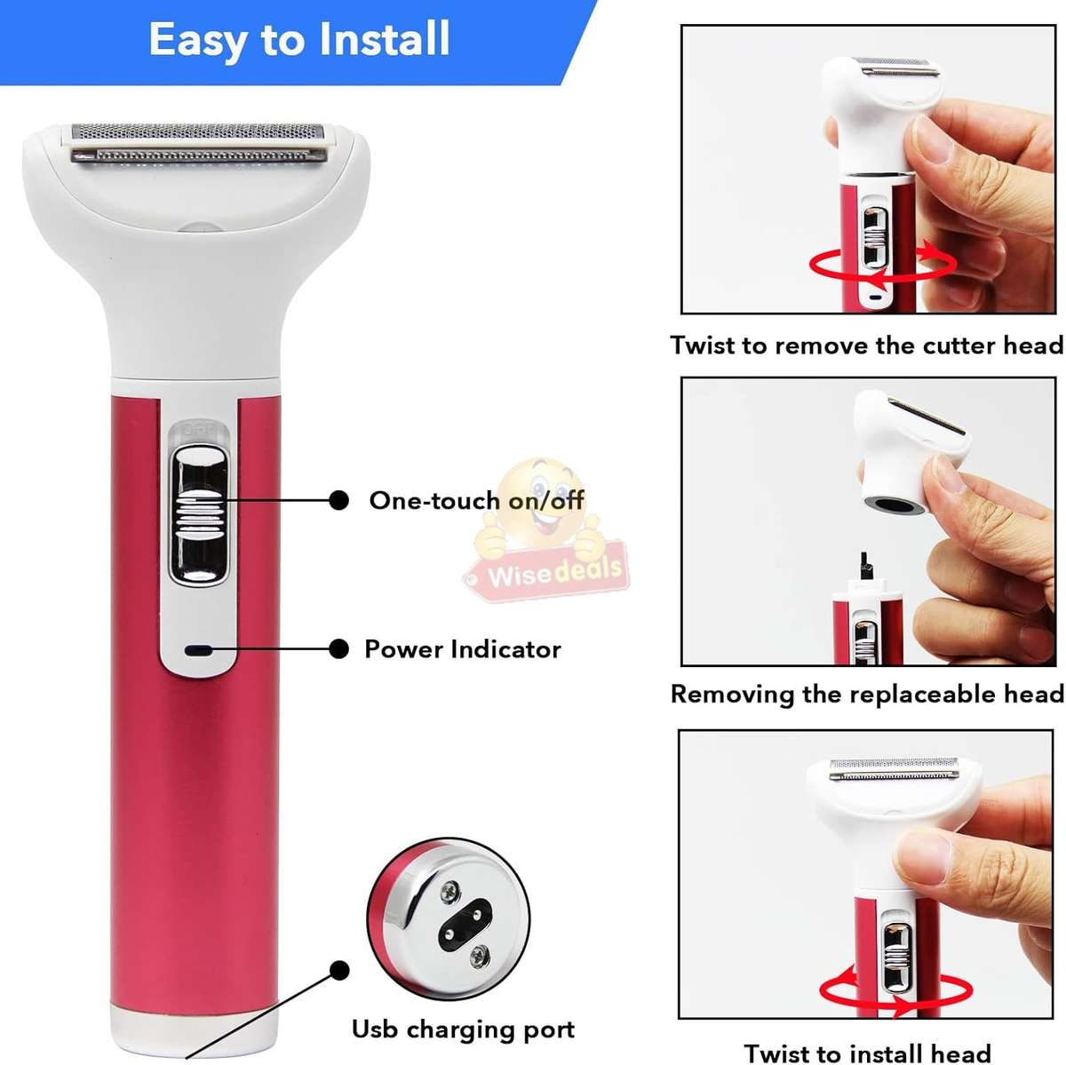 5-IN-1 Rechargeable Eyebrow, nose, Beard and Body Shaver