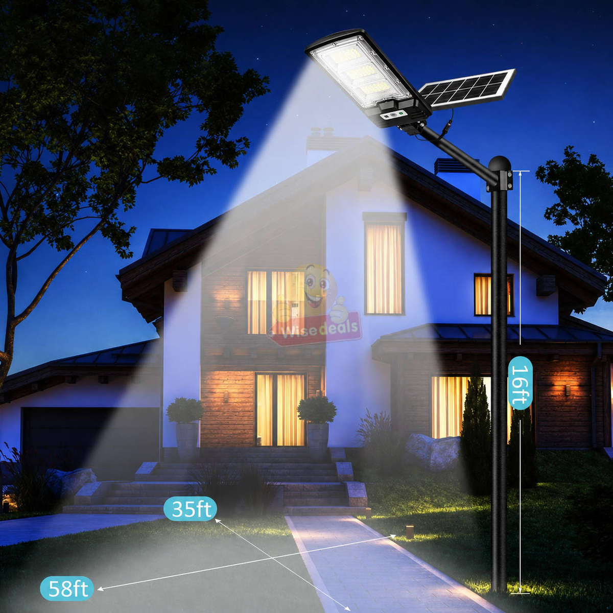 200W Split SOLAR Street Light, Pole and Panel with Remote Control