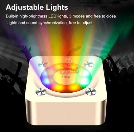 Portable Bluetooth Stereo Speaker with Built-in MIC & Light Support Hands-free Calls & TF Card & AUX