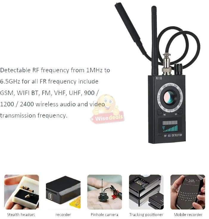 Wireless Signal Laser Lens GSM Camera Audio Detector GPS Tracking