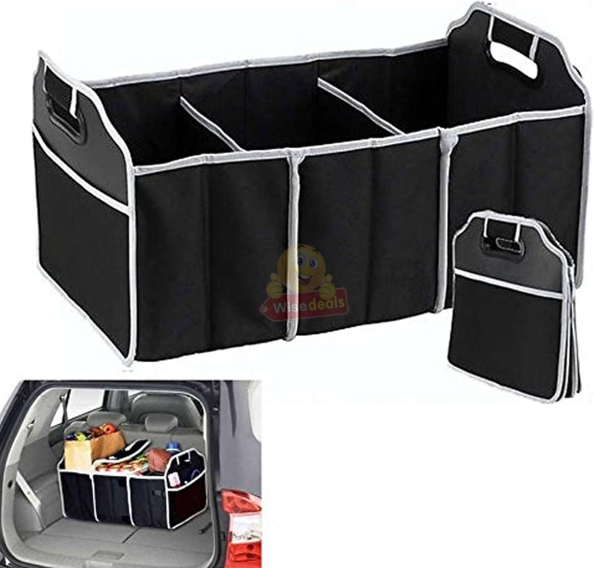 Portable, Convenient, Collapsible Car Boot Organizer with Carry Handles