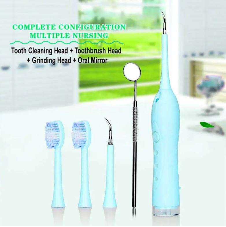 6-in-1 Electric Toothbrush and Calculus Remover Dental Care Tool Set in Blue