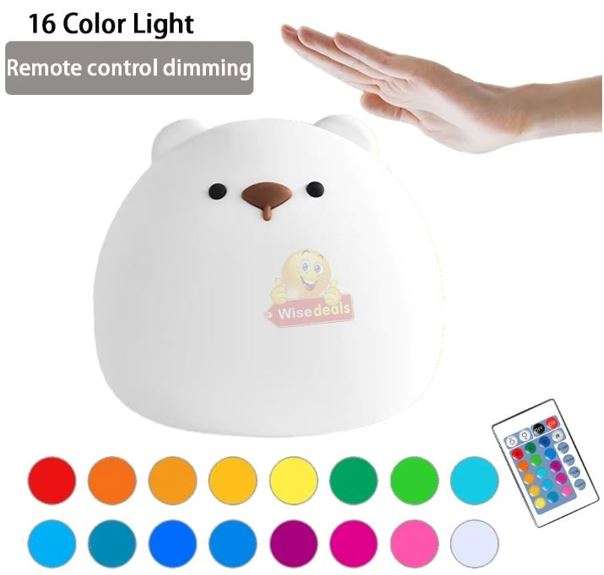 Different Colour Little Fat Bear LED Silicone Night Lamp