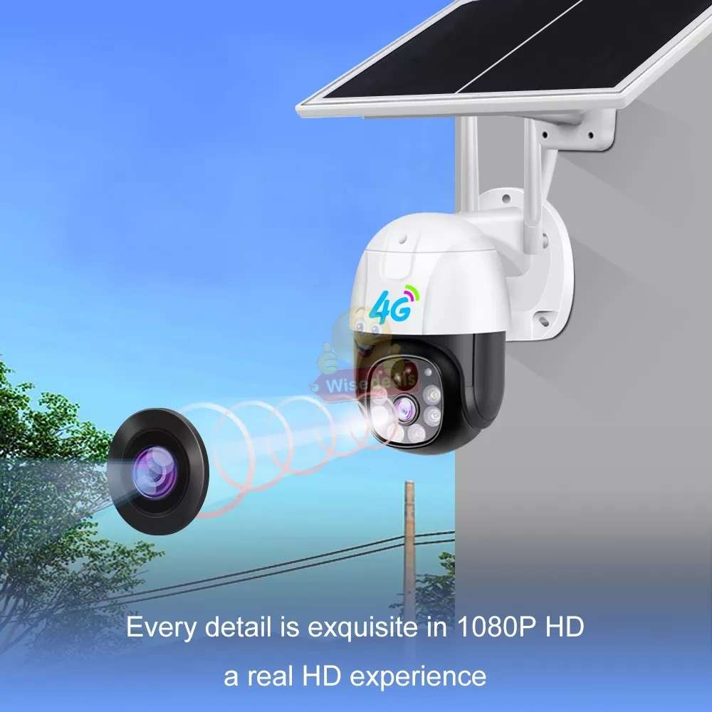 4G Waterproof SOLAR IP Camera with Day and Night Vision Two-Way Audio V380 PRO APP Sim Card Slot