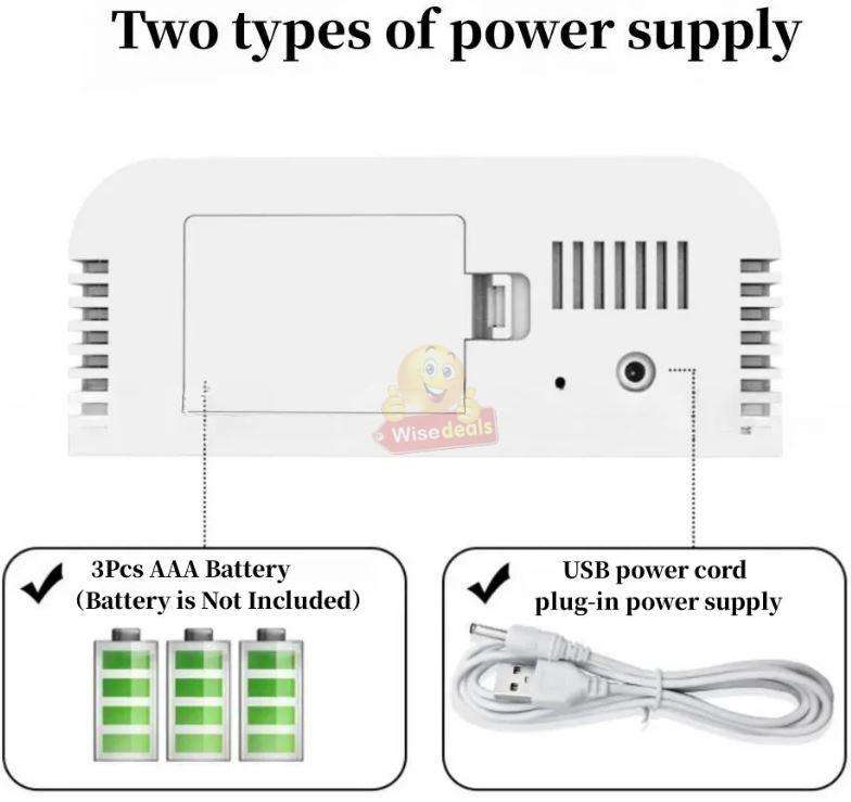 LED Temperature Alarm Snooze Smart Mirror Clock Phone Charger Dual USB