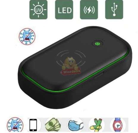 3 in 1 Fast Wireless Charger and UV Sanitizer Case Station in Black