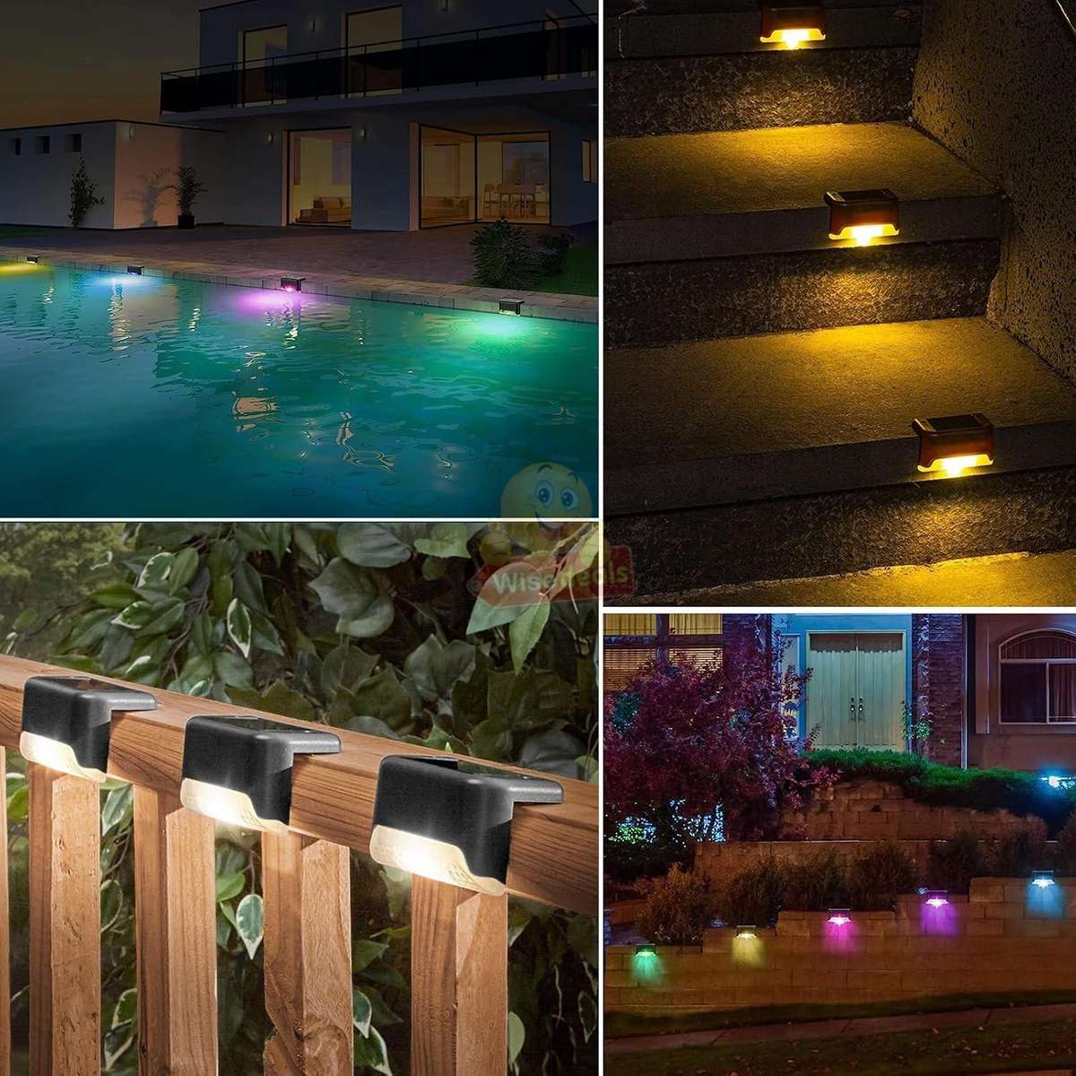 4 Piece Waterproof SOLAR Deck Stairs Wall Lights
