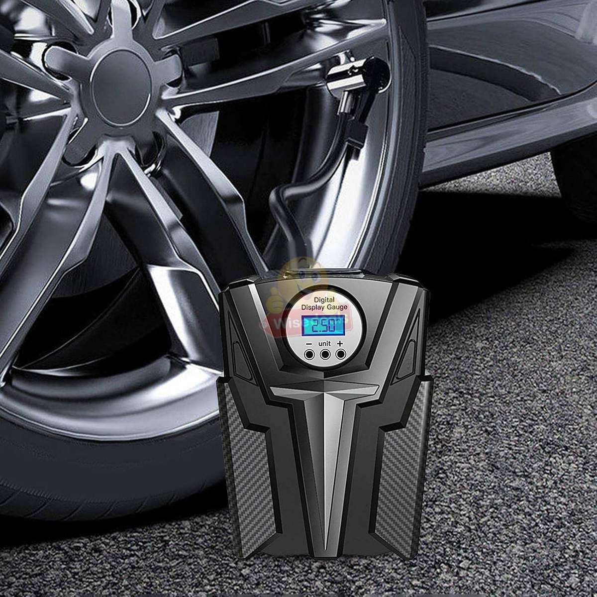 Premium Portable Digital 12V DC Car Tyre Pump with Emergency Light