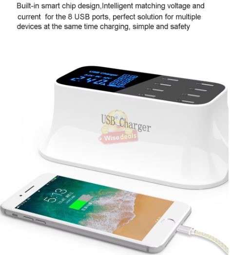 8 Ports Smart Chip USB Charger Hub Dock Station LED Display