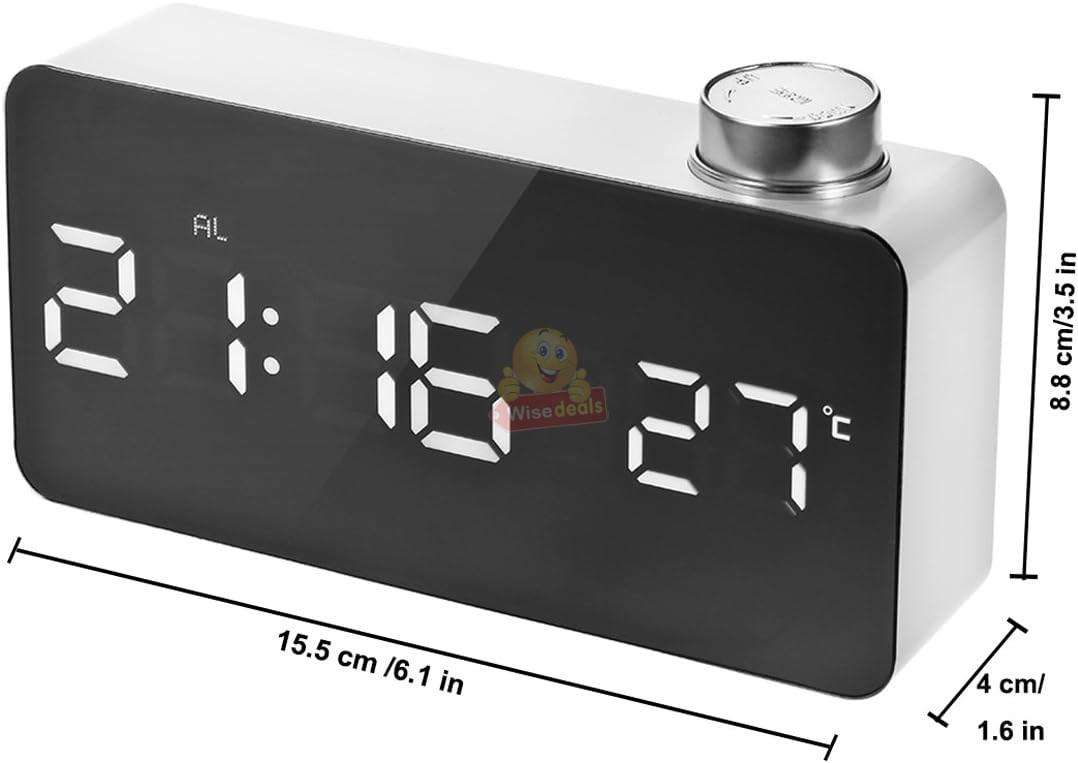 Digital Temperature Mirror Night Mode LED Alarm Clock