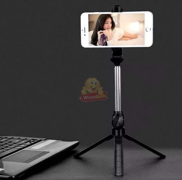 2-in-1 Bluetooth Tripod 360° Selfie Stick with Remote available in Black or Pink