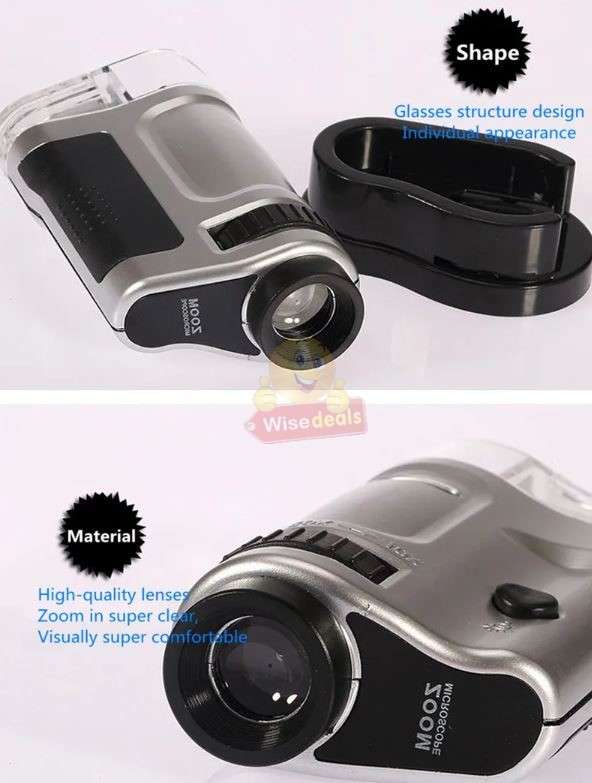 Handheld Mini Pocket Microscope 20X - 40X Optical Zoom with LED Light