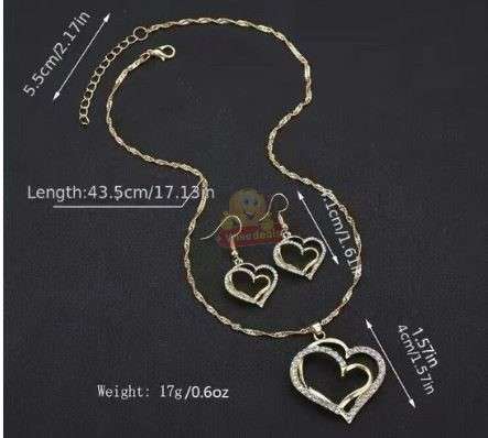 Heart Shaped Necklace and Earrings set in Complimentary Gift Box