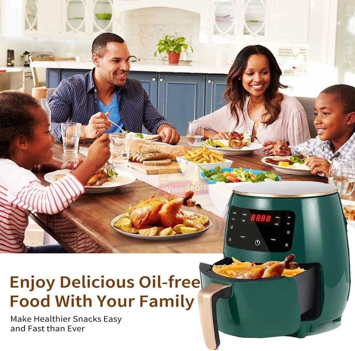6L Air Fryer with Digital LED Display in Dark Green