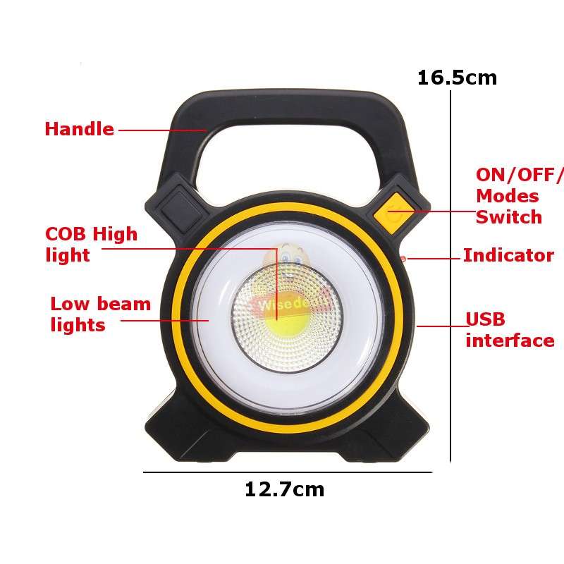 Solar Rechargeable COB LED Work Light with Solar Panel