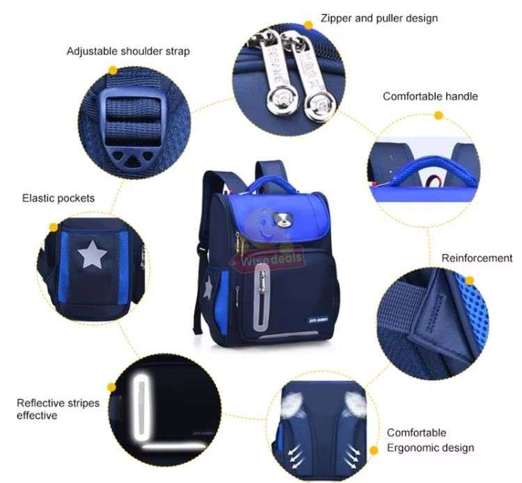 Lightweight Backpack with Safety Warning Reflective Strips in Red or Pink