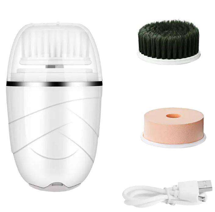 360° Rotary Soft Facial Cleansing Brush With 2 Modes and 3 Brush Heads
