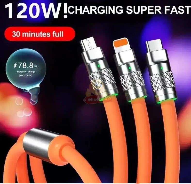 120W 3 in 1 Zinc Alloy Micro USB Fast Charger