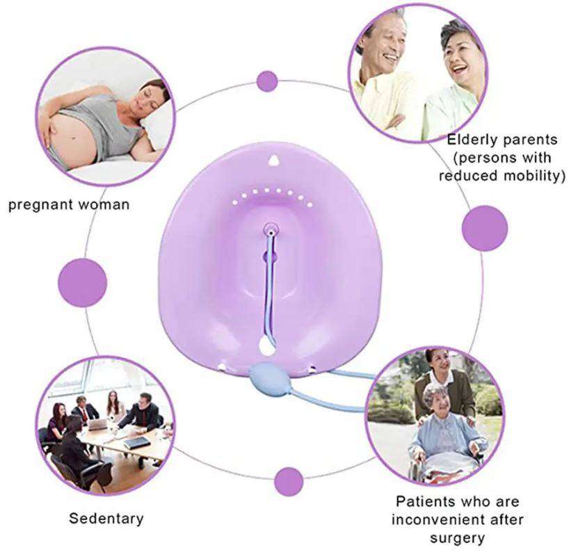 Portable Bidet Sitz Bath with Flusher for Postpartum Nursing Care  Purple