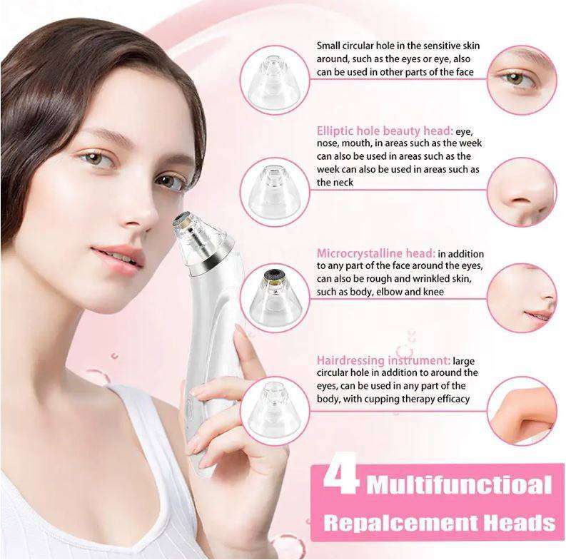 3 Levels Electronic Blackhead Remover Vacuum Cleaner with 4 Probe-White