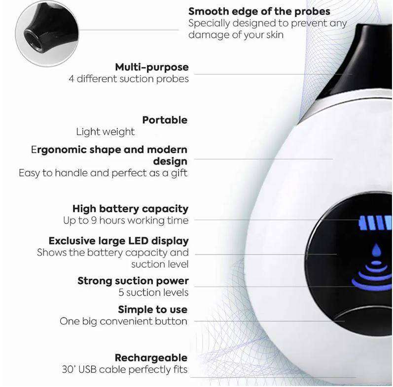 Blackhead Remover Pore Vacuum with 4 Sucker Heads