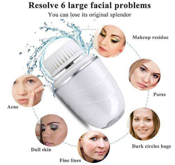 360° Rotary Soft Facial Cleansing Brush With 2 Modes and 3 Brush Heads