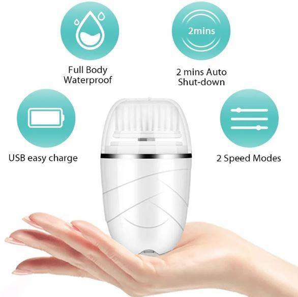 360° Rotary Soft Facial Cleansing Brush With 2 Modes and 3 Brush Heads