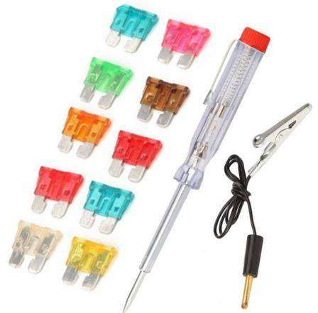 10 Piece Automotive Blade Fuse Set with Tester