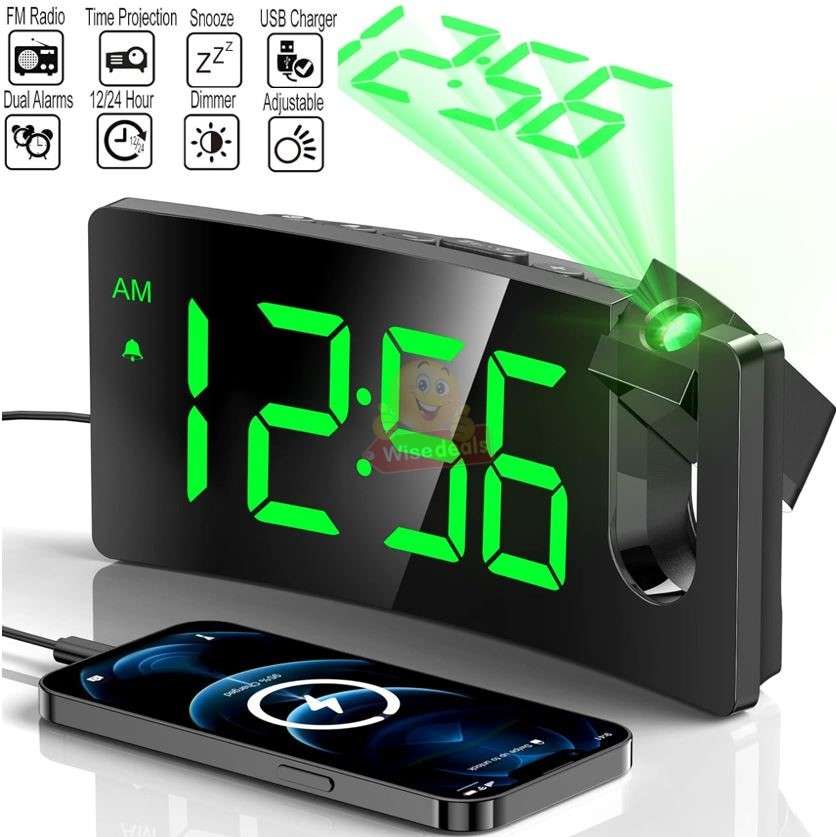 Time Projection Double Alarm FM LED Clock and much more