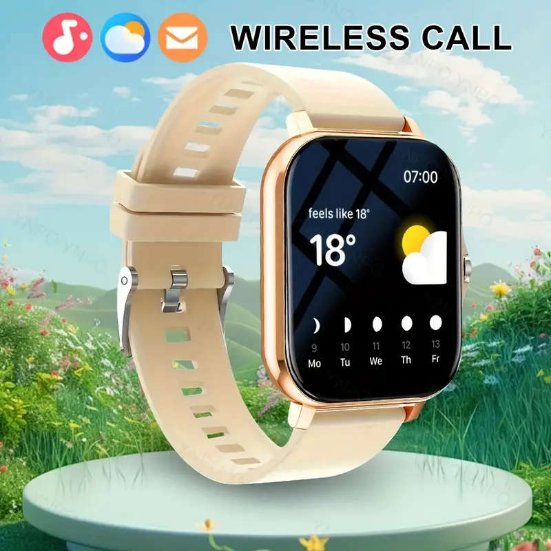 Gold 1.81" Smart Watch, Touchscreen, High Definition screen, Audio, Bluetooth, Vibrate, Heart sensor