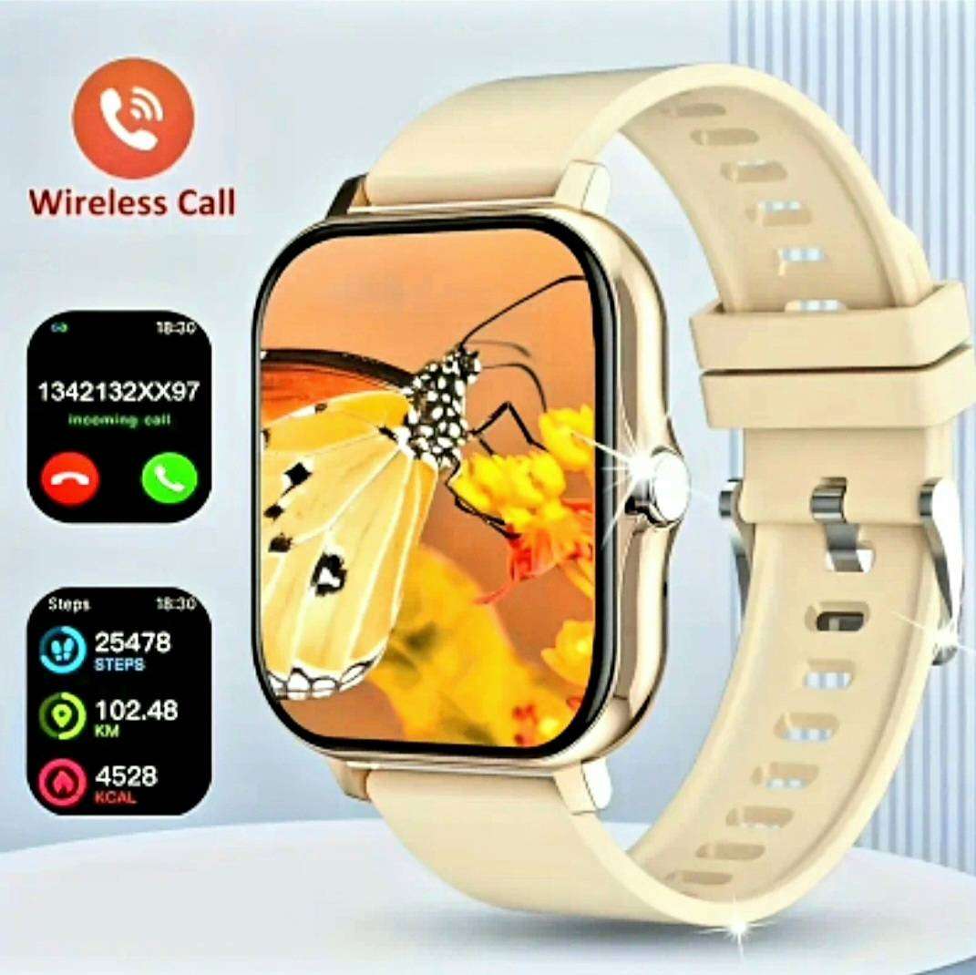 Gold 1.83" Smart Watch, Touchscreen, High Definition screen, Audio, Bluetooth, Vibrate, Heart sensor