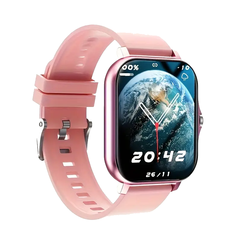 Pink 1.81" Smart Watch, High Definition Touchscreen, Vibration, Audio, Bluetooth, Heart sensor