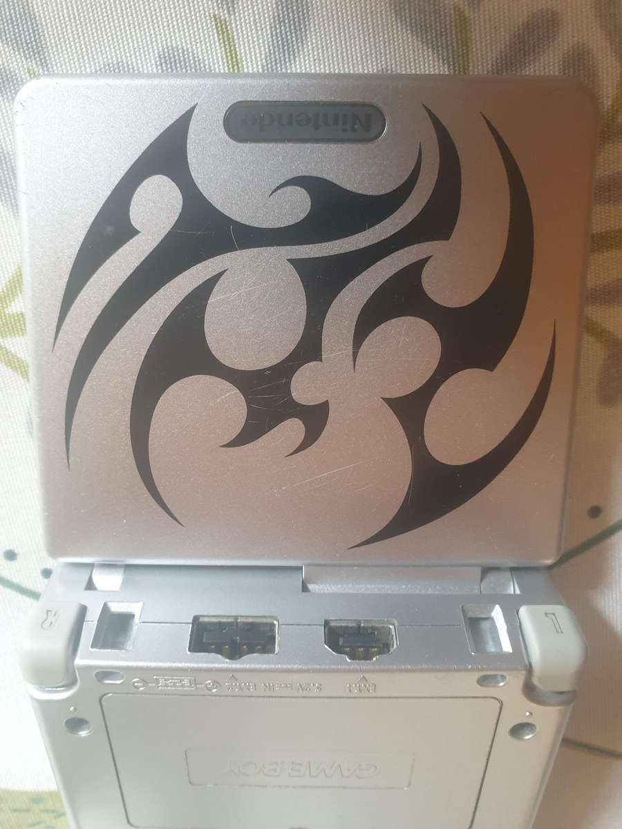Gameboy Advance SP AGS 001 TRIBAL Silver COMBO
