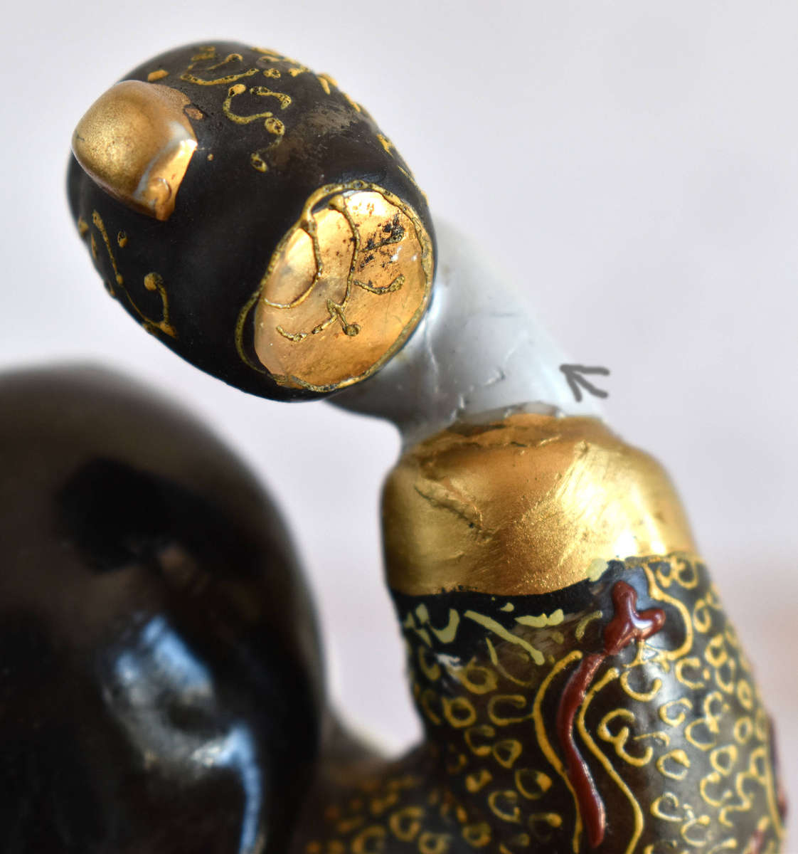 Japanese Satsuma Moriage Figurine  Daikoku (Seven Lucky Gods)  Hand Painted with Gilt