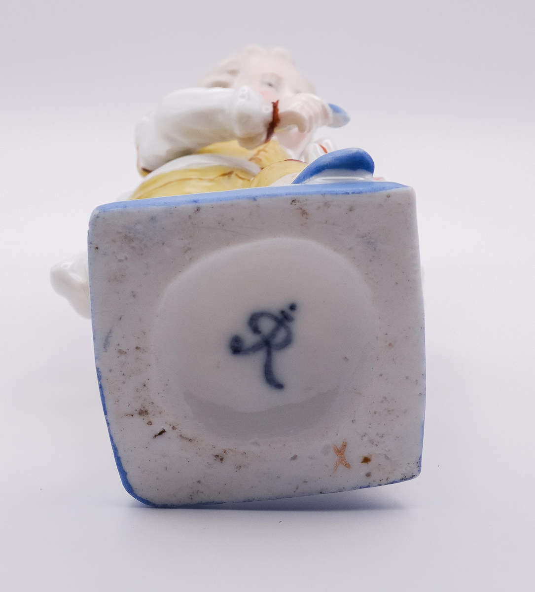 Antique Hand-Painted Porcelain Figurine Boy with Dog  German Style  Marked