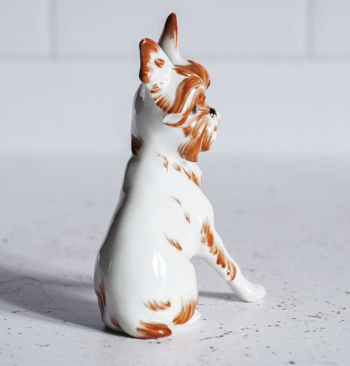 Vintage Viktoria Porcelain Dog Figurine  Vienna-Style Mark (Damaged)