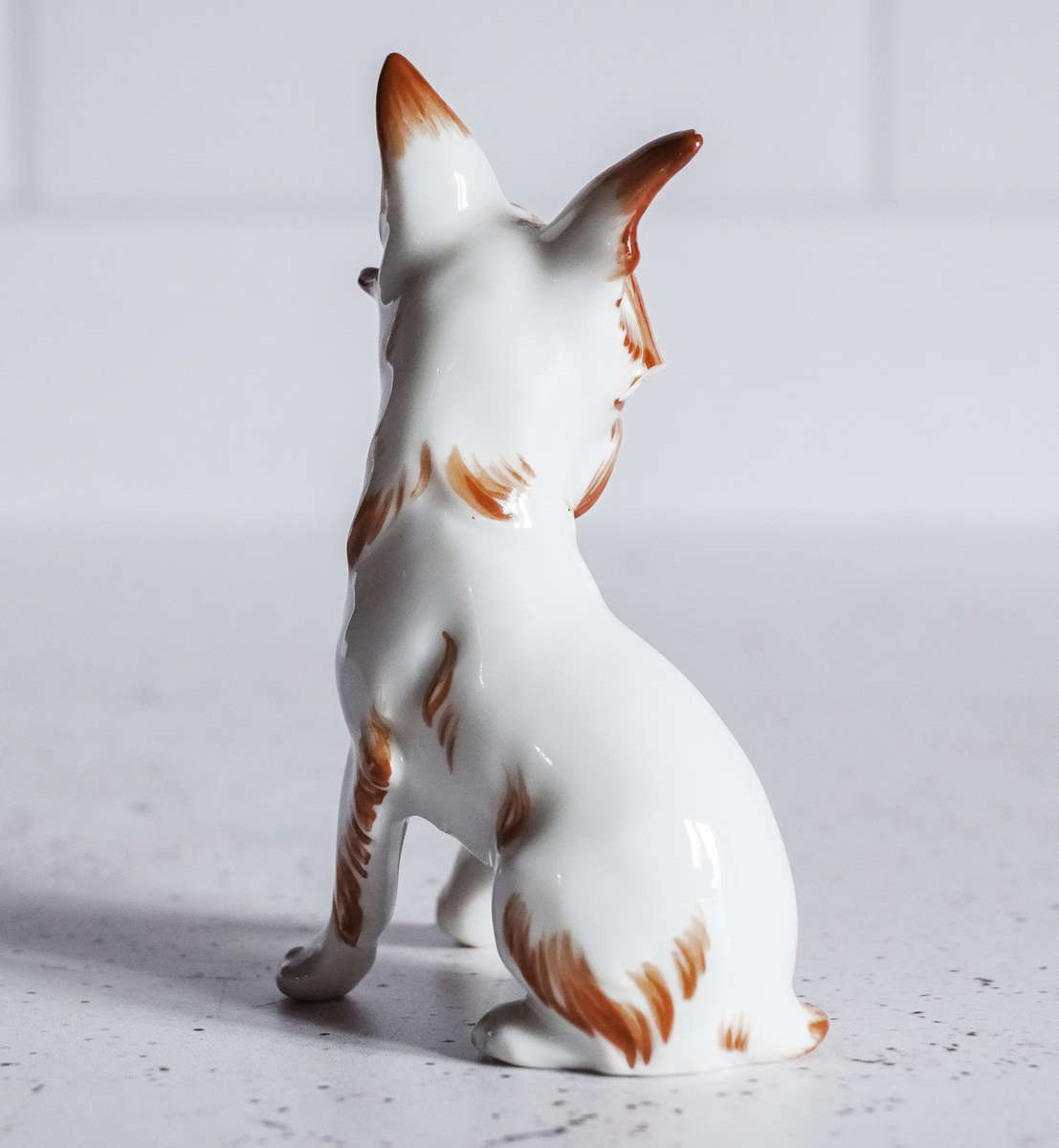 Vintage Viktoria Porcelain Dog Figurine  Vienna-Style Mark (Damaged)