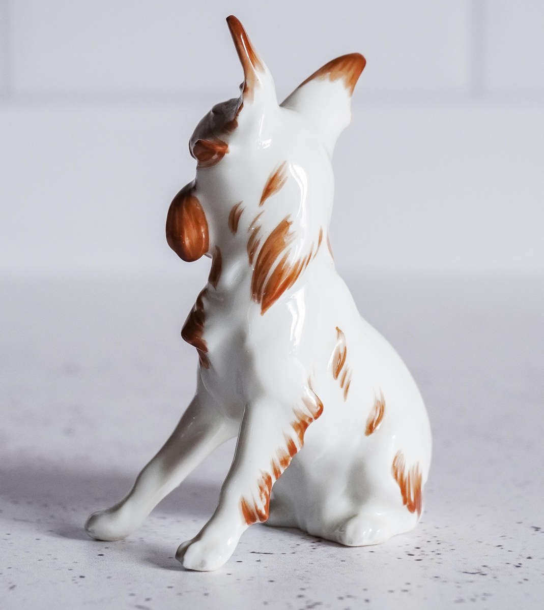 Vintage Viktoria Porcelain Dog Figurine  Vienna-Style Mark (Damaged)