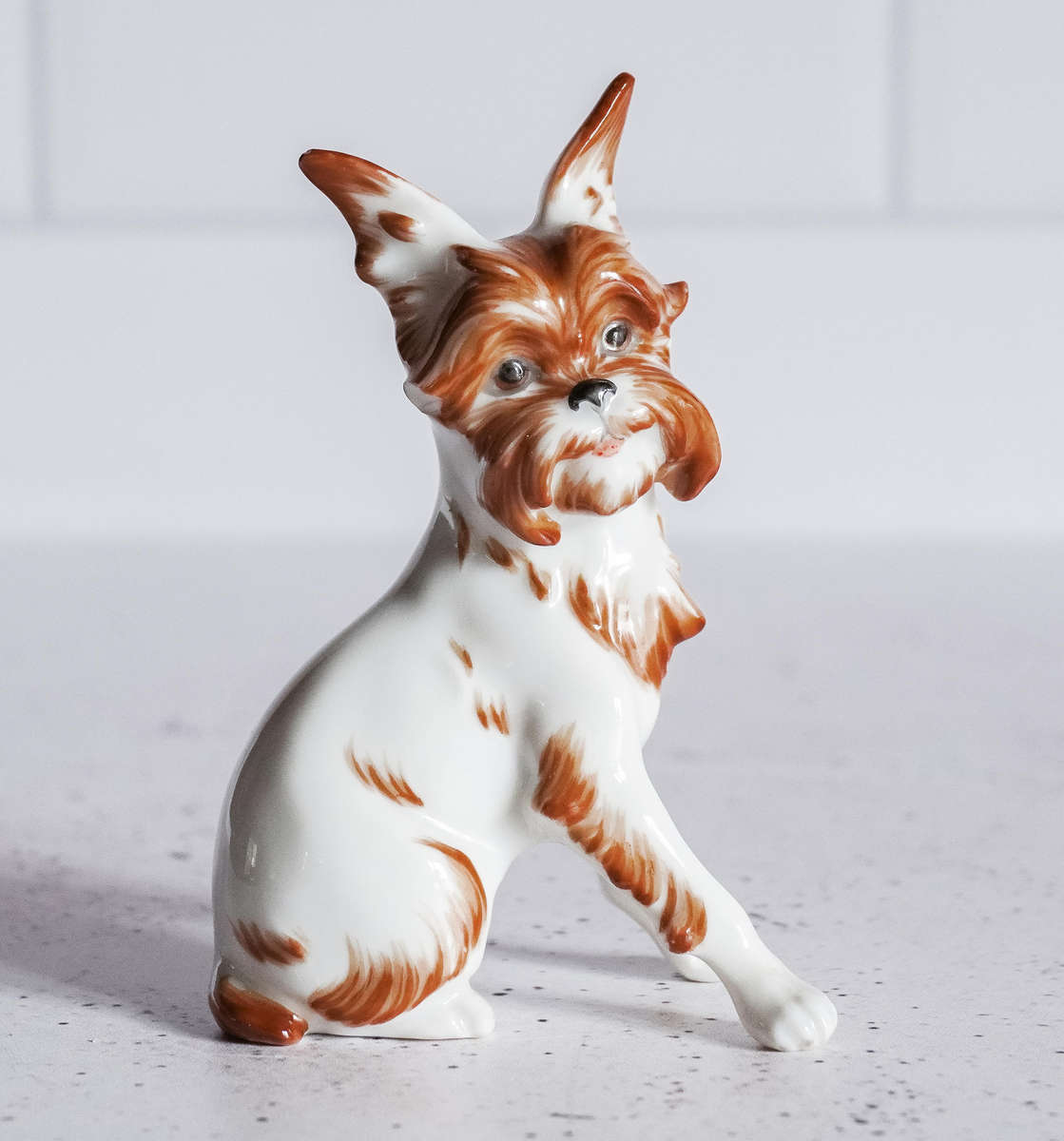 Vintage Viktoria Porcelain Dog Figurine  Vienna-Style Mark (Damaged)