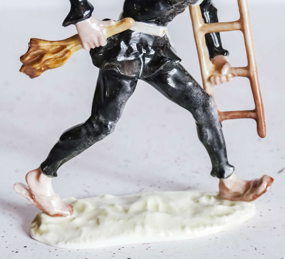 Vintage Hutschenreuther Germany Porcelain Chimney Sweep Figurine  Damaged Ladder
