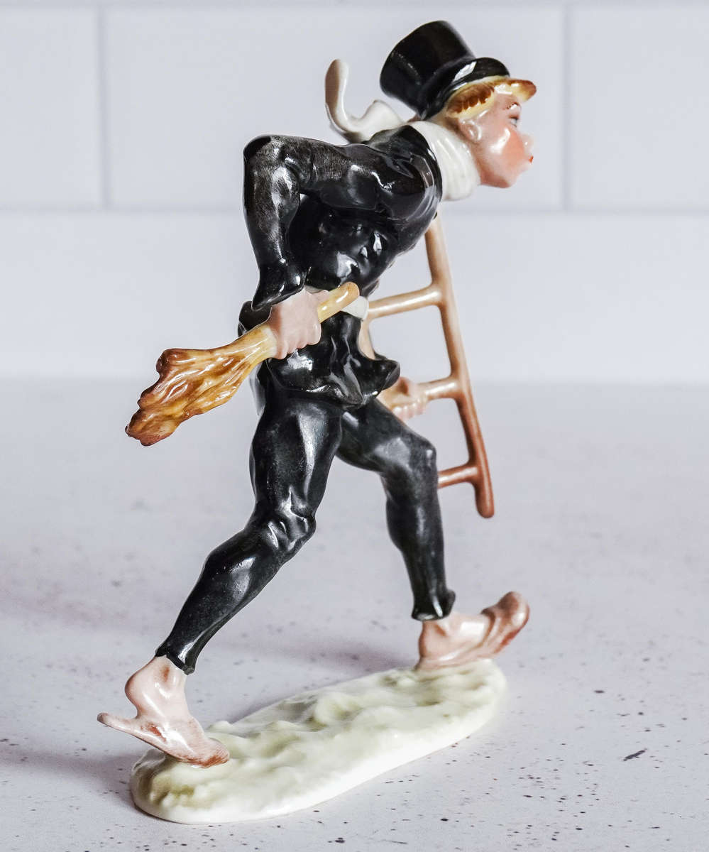 Vintage Hutschenreuther Germany Porcelain Chimney Sweep Figurine  Damaged Ladder