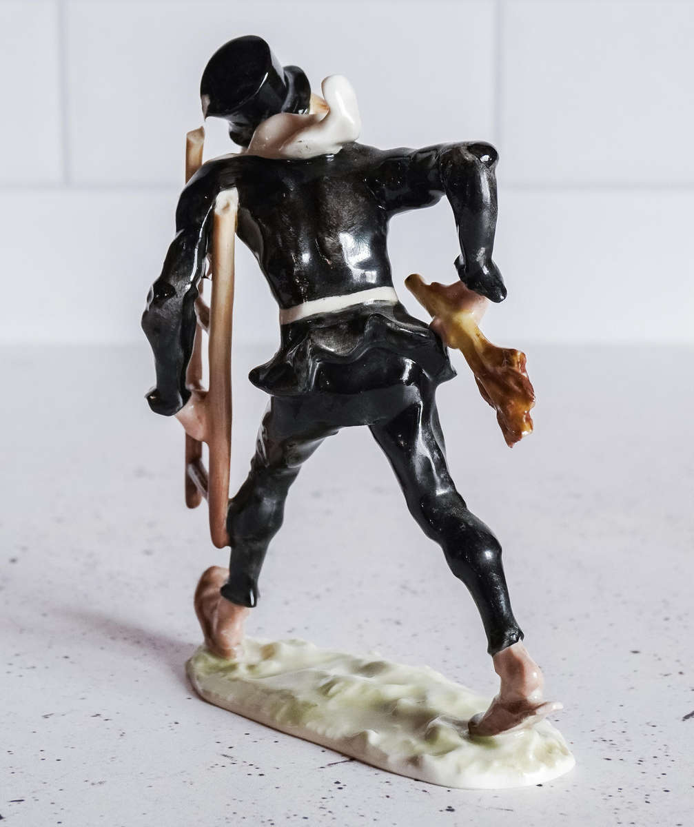 Vintage Hutschenreuther Germany Porcelain Chimney Sweep Figurine  Damaged Ladder