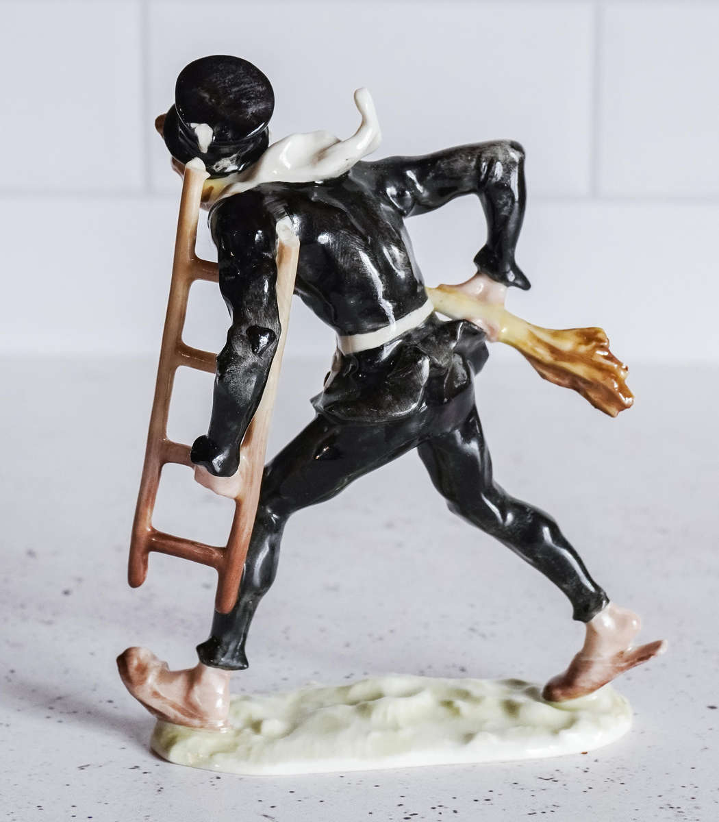 Vintage Hutschenreuther Germany Porcelain Chimney Sweep Figurine  Damaged Ladder