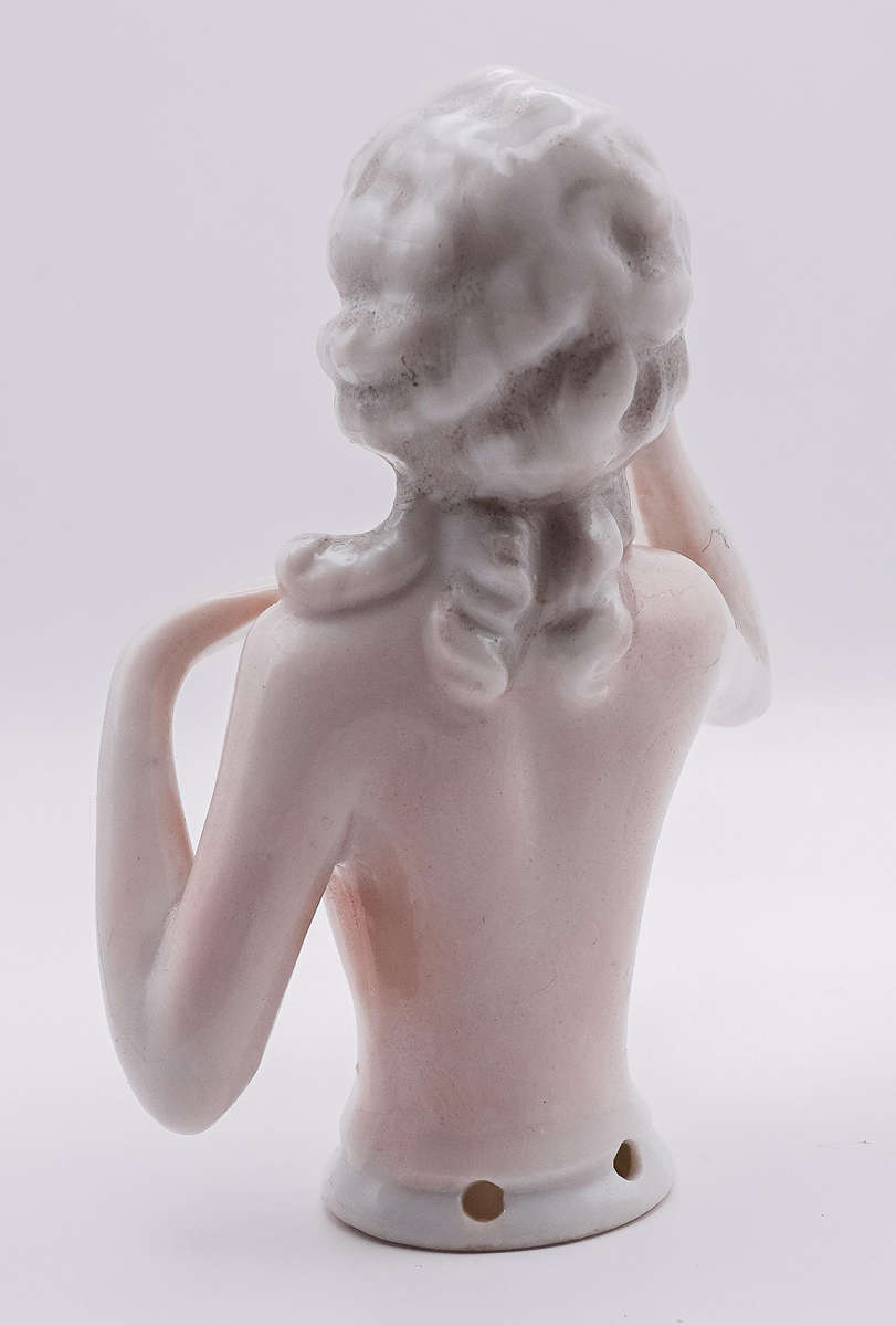 Vintage Porcelain Half Doll  Pin Cushion Figurine (c.1920s30s)