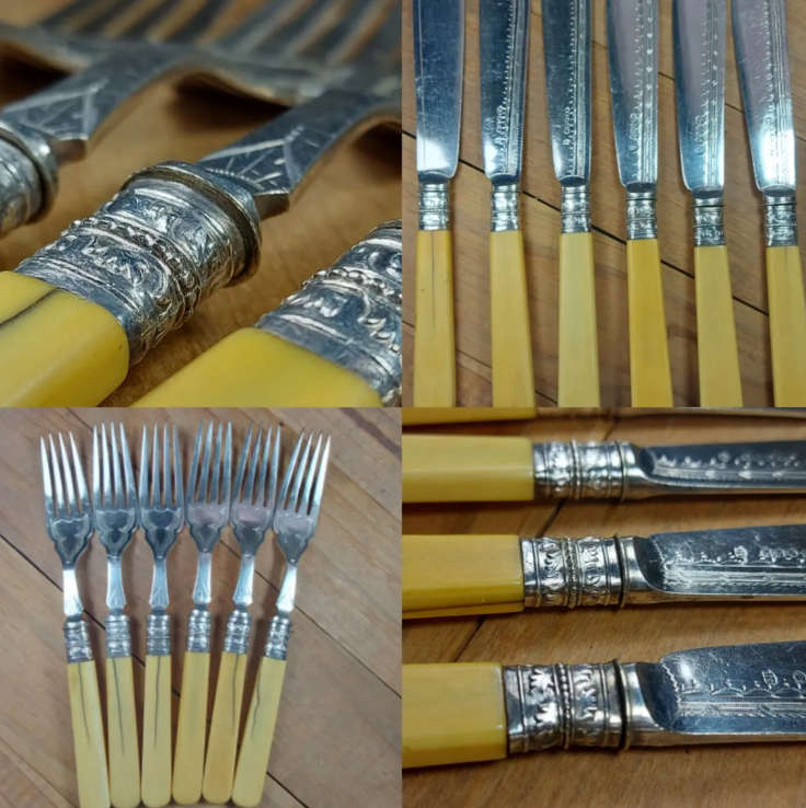 Set of antique silver  plated cutlery