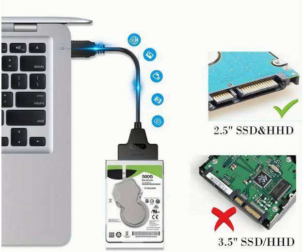 High-Speed USB 3.0 to SATA III Adapter Cable for 2.5inch HDD/SSD