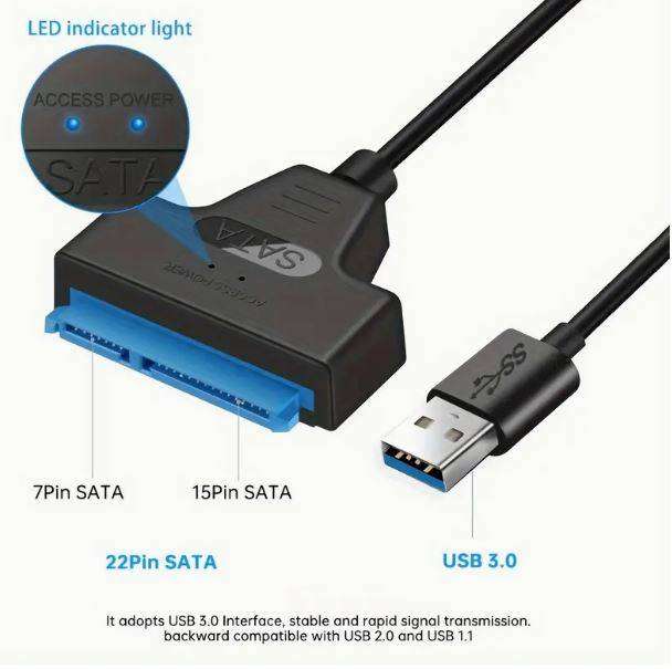 High-Speed USB 3.0 to SATA III Adapter Cable for 2.5inch HDD/SSD